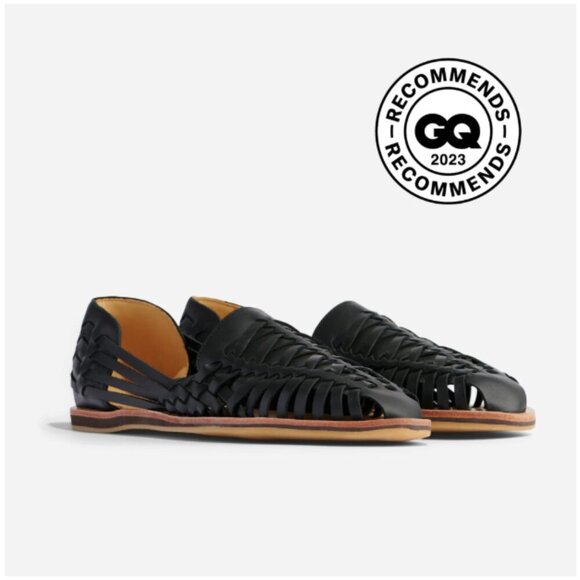 👞✨ Nisolo Men’s Leather Huarache Sandals – Black, Size 10 (NIB) - Picture 3 of 11